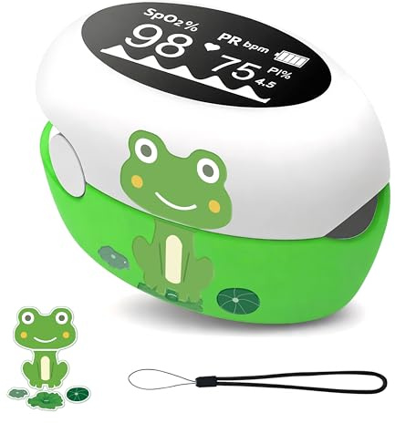 Pepultech Cartoon Fingertip Pulse Oximeter, Monitor recargable de saturación de oxígeno en sangre con pantalla OLED, 7 segundos Spo2 y resultados de PR