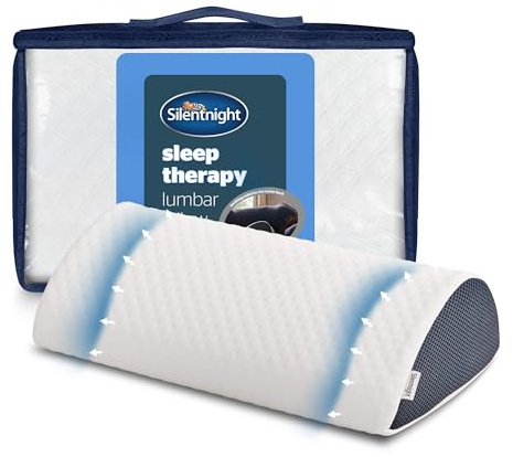 Silentnight Sleep Therapy Lumbar Pillow - Memory Foam Ergonomic Soothing Relief - Lower Back Sleeping Sitting Reclining Support - Improve Posture and Eases Aches & Pains - Multiuse, Hypoallergenic