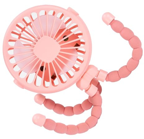 Garosa Mini Tragbarer Kinderwagen-Lüfter, Batteriebetrieben, Wiederaufladbar, USB, 3 Geschwindigkeiten, Leiser Lüfter für Baby-Reisen Im Freien (PINK)