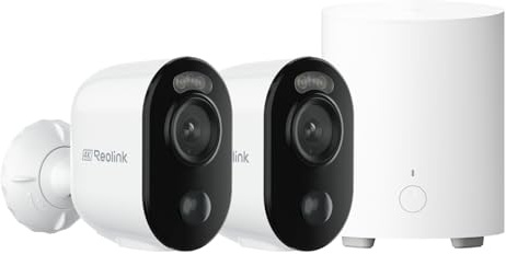 Reolink 4K Überwachungskamera Akku Set mit Home Hub Mini für Innen- und Außenbereich, Zentrale Verwaltung & Speicherung, Ohne ABO-Gebühren, Farbnachtsicht, KI-Erkennung, 2,4/5GHz WLAN