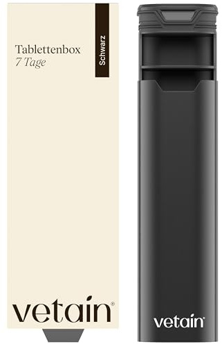 VETAIN Tablettenbox 7 Tage - Hochwertiges Aluminiumgehäuse - Premium Pillenbox - BPA frei, wasserdicht & kompakt - Pillen-Organizer für Vitamine & Medikamente