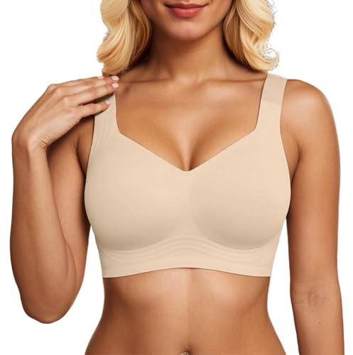 Soutien Gorge sans Armature, Seconde Peau Ultra-Doux, sans Couture, Maintien Naturel, Bretelles Réglables Antidérapantes