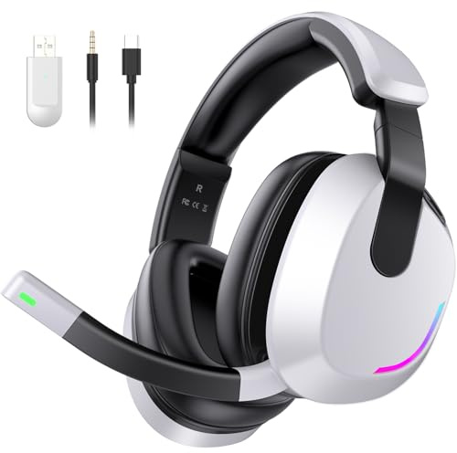 YPBDAN Wireless Gaming Headset for PS5 PS4 PC Switch Mac - RGB Over-Ear Headphones with Noise Cancelling Mic, 60H Playtime, 7.1 Surround Sound, Bluetooth 5.4 & Memory Foam Ear Cushions