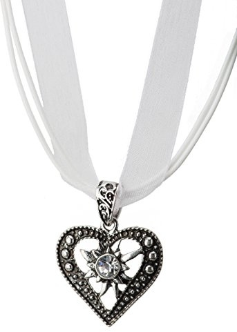 Schöneberger Trachten Couture Trachtenkette Herzstein eleganter Herz Anhänger mit funkelndem Strass - Trachtenschmuck Kette für Dirndl und Lederhose
