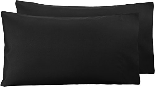 Amazon Basics Federe in microfibra, 50 x 80 cm (confezione da 2), nero