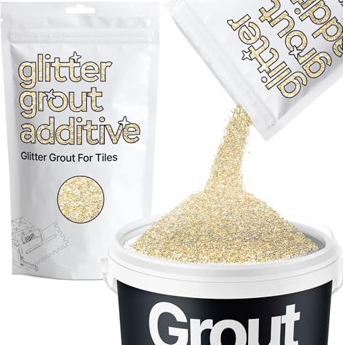 Hemway Champagne Gold Glitter Grout Additive 100g | for Adding Sparkle to Kitchen & Bathroom Tiles, Enhance Your Indoor Grouting Projects with a Durable Sparkly Effect