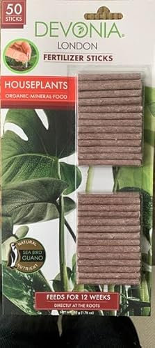 Devonia Houseplant Fertiliser Sticks – 50 Slow-Release Organic & Mineral Fertilizer Spikes for Healthy Growth, Plant Food for Indoor & Outdoor Plants, Easy to Use, No Mess, Feed at Roots for 12 Weeks