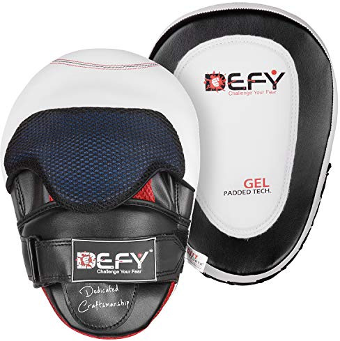 DEFY Gel Padded Punch Mitts Boxing Pads Focus Mitts Punching MMA Hook and Jab Curved Training Kickboxing, Striking, Muay Thai Martial Arts Focus Pad