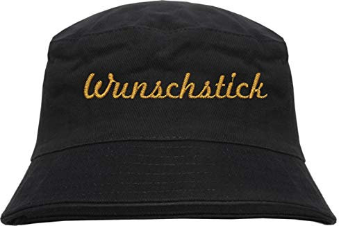 HB_Druck Fischerhut - Bucket Hat mit Wunschtext - Schreibschrift - Bestickt - L/XL Stickfarbe: orange