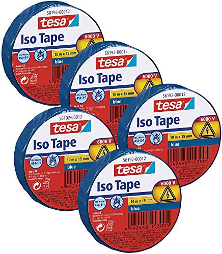 Tesa Isolierband 10m x 15mm Iso Tape (5er Pack/Blau)