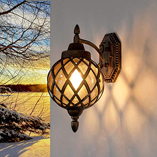 Easylight XXL Aussen Wandleuchte KAIRO aus Aludruckguss in Kupfer Antik IP44 wetterfest H: 40 cm für Terrasse Garten Hauswand Außenleuchte Wandlampe Hof