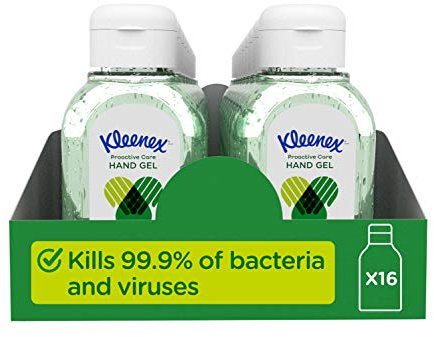 Kleenex Proactive Care Antibacterial Hand Gel – Kills 99.9 Percent of Bacteria and Viruses – Quick Drying, No Sticky Residue – Skin Kind Formula – 50 ml Pocket Sized Bottle
