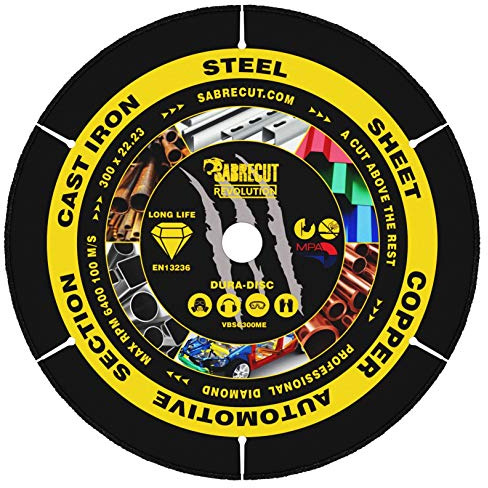 SabreCut 1pc VBSC300ME 300mm x 22.23mm Bore Metal Cutting Diamond Disc | Industrial-grade vacuum-brazed diamond delivers durable dry cutting through ferrous and non-ferrous metals