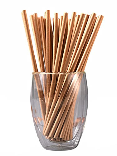 100 Brown Kraft Paper Biodegradable, Eco Friendly Drinking Straws