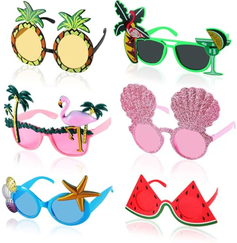 Stegosaurus 6 Pairs Novelty Party Sunglasses, Funny Luau Party Sunglasses Hawaiian Tropical Glasses Beach Themed Party Supplies Decoration