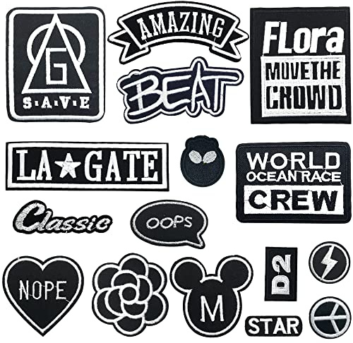 Woohome Flicken Patches Aufbügeln, Sortiert Slogan Patch Sticker Abzeichen Buchstabe Applikation Applique für Rucksäcke Jeans Jacken Tasche Bekleidung (Style 1)