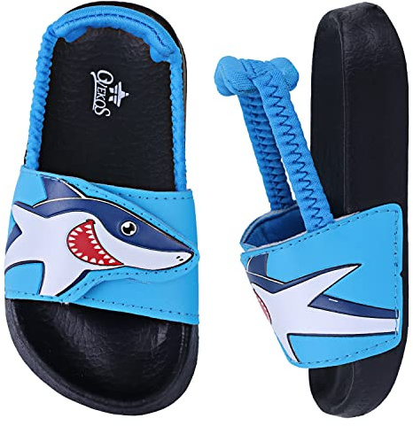 Youecci Ciabatte da Spiaggia per Bambini Pantofole da Bagno per Ragazzi Ragazze Scarpe da Piscina Estive da Spiaggia Sandali Unisex per Interni All'aperto Squalo Blu 26 EU