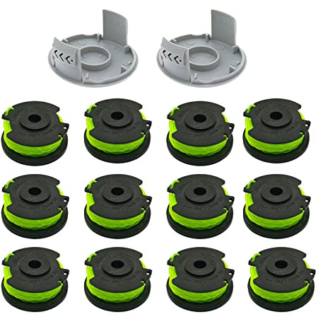 CDIYTOOL Bobine de remplacement pour coupe-bordures, 6,1 m 0,2 cm Compatible avec les débroussailleuses Ryobi RAC143 RLT36B33 & RY36LT33A-0 (12 bobines + 2 capuchons)