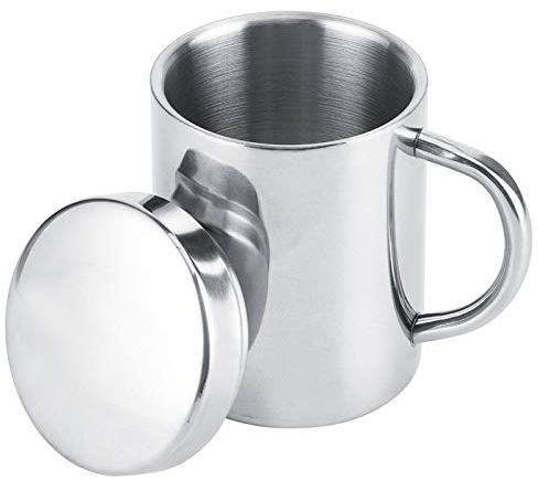 Tiiyee Tazzine Caffè Acciaio Inox, Caffe Termiche Con Coperchio Tazzina Da Ufficio Tazza Termica Manico Portatile In Inossidabile Viaggio Mug Mantenere Coffee Caldo Per Casa Auto Viaggi Aperto 300ML