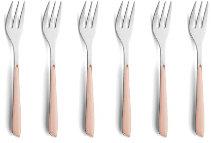 Kuppels PRISMA Kuchengabeln 6-tlg., 18/0 Edelstahl, Kunststoffgriff Apricot | Rostfreie, spülmaschinenfeste Kuchengabeln im modernen matten Apricot-Design, perfekt für 6 Personen geeignet