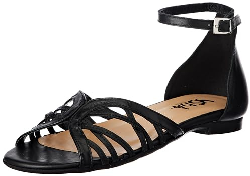 usha FESTIVAL Damen Ledersandalen, schwarz, 37 EU