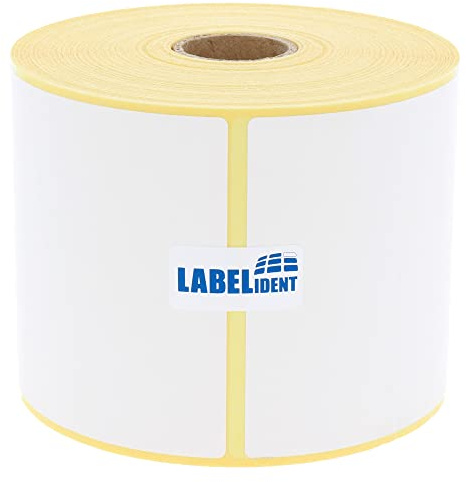 Labelident Thermoetiketten 80 x 80 mm - 750 Etiketten auf Rolle | thermodirekt bedruckbar, selbstklebend und stark permanent haftend für Thermodrucker