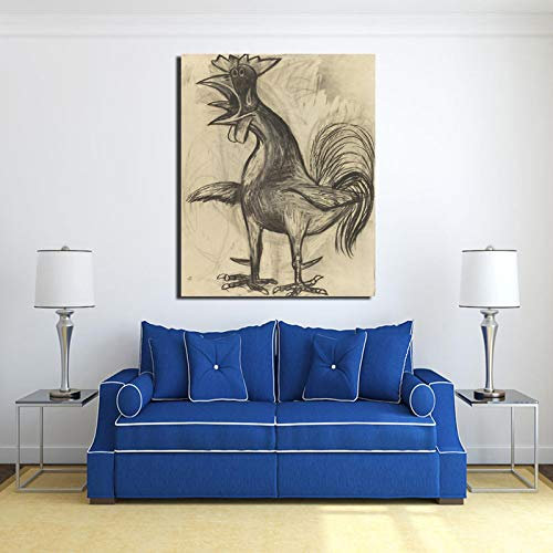 Pablo Picasso Der Hahn Leinwanddruck Wohnzimmer Dekoration Moderne Wandkunst Ölgemälde Poster Bilder 50x75cm Rahmenlos