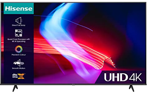 Hisense 58 Inch VIDAA Smart TV 58A6KTUK - Dolby Vision, Pixel Tuning, Voice Remote, Share to TV, and Youtube, Freeview Play, Netflix and Disney (2023 Model), Black