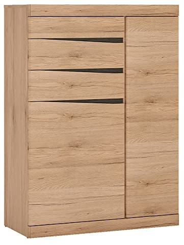 Lomadox Highboard Anrichte Kommode 86x119,5x40 cm (BxHxT) mit 2 Türen 3 Schubkästen in Eiche Nb. Wenge braun