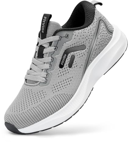 FitVille Chaussures de Running Homme Pieds Larges Basket Sport Fitness Respirantes Chaussure de Course Outdoor Antidérapant Basquette Sneakers Légère Gris 43 EULarge