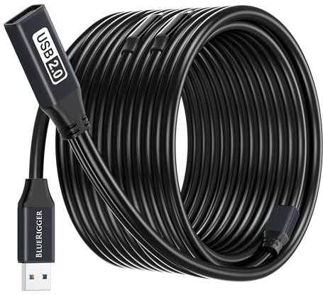 BlueRigger USB Extension Cable (30M, USB 2.0, Active, Type A Male to Female, Repeater Cable) - Compatible with Game Consoles, Printer, Camera, Webcam, Flash/Hard Drive, Keyboard