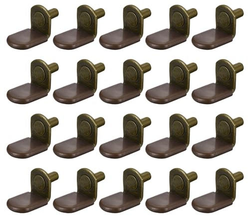 QUARKZMAN Regalstützstifte, 40 Stück 5mm (1/5) L-förmige Stützbügelstifte Regalstift mit Gummihülse für Möbelregale, Bronze-Farbe
