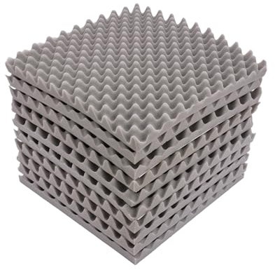 Lot de 10 panneaux acoustiques en mousse avec autocollants, 50 x 50 x 5 cm, en mousse acoustique, pour studio d'enregistrement, podcasts, chambre YouTube (gris)