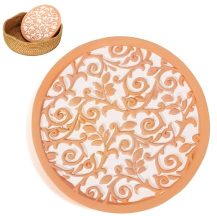 Calentador de pan de terracota, 8 pulgadas, redondo, piedra de terracota, ideal para tortillas, bollos, regalo de Navidad e inauguración de la casa para panaderos (8 pulgadas)