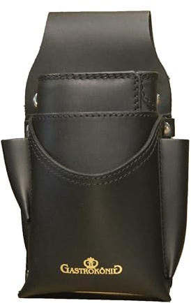 Gastrokönig Kellnertaschen-Set, das Original, Garantie lebenslang, Kellnergeldtasche, Kellner-Portemonnaie, Kellnerbörse aus Leder, für Männer und Frauen (Schwarz)