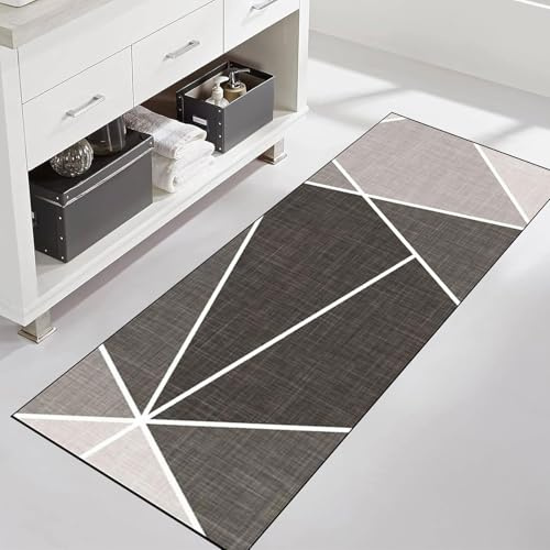 SUNLIMEI Teppich Läufer Flur 60 x 380 cm rutschfest Waschbar Flurläufer Lang, Teppiche Meterware mit Gelrücken, Modern Design, Pflegeleicht für Vorzimmer, Waschküche, B
