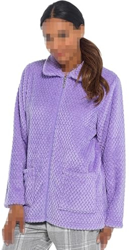 A2Z Ladies Bed Jacket Ultra Soft Winter Waffle Fleece Zip Through Housecoat - Jacket 1692 Lilac 16-18
