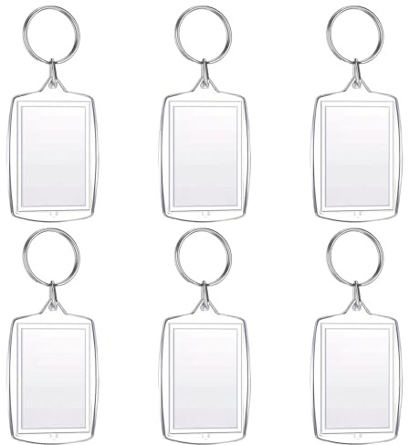 TENGEE 6 Stück Schlüsselanhänger mit Foto Schlüsselanhänger Bild | Personalisierbar,Acryl Schlüsselanhänger für Foto,Unisex,Transparent