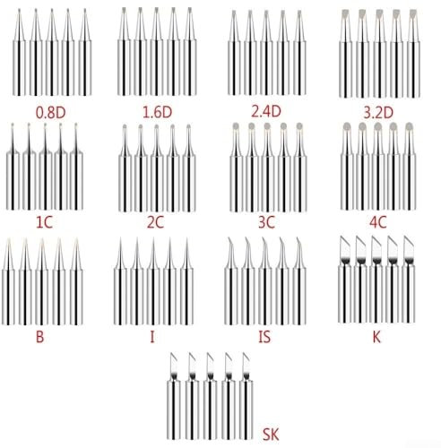 900MT Soldering Iron Tip Set, 5pcs Copper Tips for Soldering and Repairs (900M-T-K)