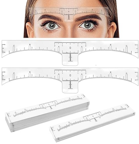 100PCS Eyebrow Stencil, Disposable Brow Ruler Sticker, Brow Measuring Shaper Tool, Translucent Eyebrow Ruler Stickers, Reusable Eyebrow Stencils Set