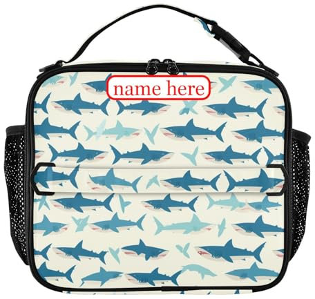 tplaotee Multi-sharks - Lonchera personalizada para mujer, a prueba de fugas, mantiene la comida caliente, sostiene la lonchera para el trabajo, oficina, vieiras, patrón de acuarela
