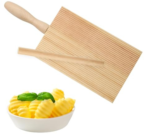 ZYEKIU Pasta Board Making Tools Set Gnocchi Pasta Maker and Rolling Pin Wood Gnocchi Pasta Board Wooden Dough Maker Kitchen Tools and Gifts for Noodle Making