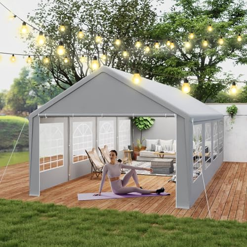 NAIZY Carpa para fiestas de 4 x 8 m, pabellón con techo impermeable y paredes laterales desmontables, cenador de jardín, estable, resistente al invierno, carpa de jardín con tejido de PE y tubos de