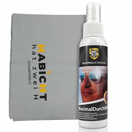 WIR24.TV Maximalschradin Brillenreiniger Maximal-Durchblick, 100ml + Habicht Poliertuch - Spezialreiniger für alle Deine Brillen | Max Schradin: Premium-Produkte