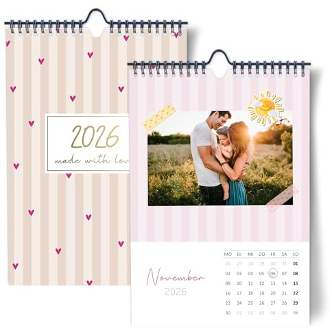 Fotokalender 2026 zum selber gestalten I DIY Bastelkalender DIN A4 I Hochwertiger Wand-Kreativ-Kalender 2026 zum Selbstgestalten I Foto Bilder einkleben