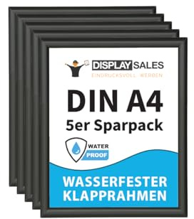 DISPLAY SALES Klapprahmen Outdoor wasserdicht Alu Plakatrahmen wetterfest (5, Schwarz, A4)