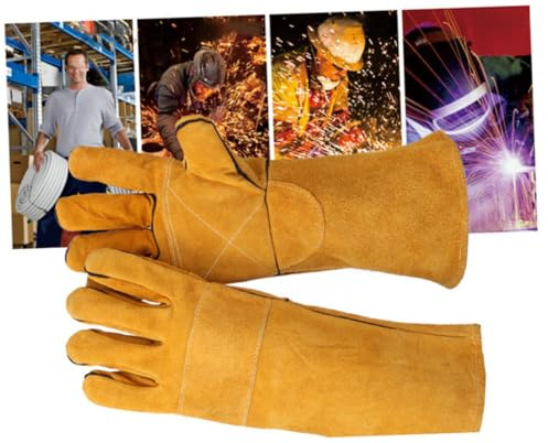 SEWACC Guanti Saldatura Resistenti al Strati e Lunga Isolanti per e Barbecue Professionali per Cucina e Lavori Pesanti da Gialli