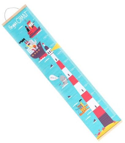 Wand mit Wachstumstabelle Stil Nordischen im Leuchtturm für Kinder | Öl Leinwand, Leicht Aufzuhängen und Aufrollbar, zur Messung der Kindergröße, für Zimmerdeko
