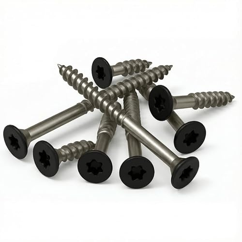 PB Schrauben® Spanplattenschrauben Edelstahl A2 Torx 5,0x40mm - 50 Stk. I Holzschrauben Torx TX mit Senkkopf - Rostfrei Coated in Germany I RAL 9005 (Schwarz Matt)