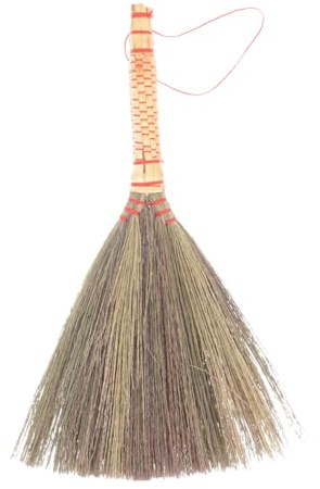 BAZEITFLOW Escoba De Bambú Pequeña Hecha Mano Escoba Tejida De Paja para Limpieza Doméstica Mango Corto para Recoger Polvo y Suciedad Suelos